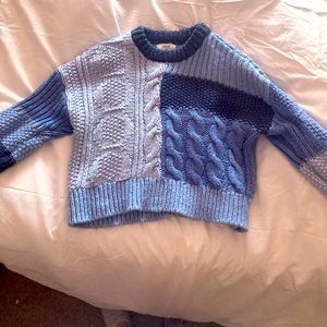 Aerie Beautiful Knit Combination Blue Chunky Sweater 💙